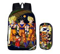 WANHONGYUE Dragon Ball Anime Image Backpack Set Sac d'école Cartable Boîte de Papeterie Sac à Dos + Trousse /3