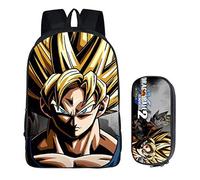 WANHONGYUE Dragon Ball Anime Image Backpack Set Sac d'école Cartable Boîte de Papeterie Sac à Dos + Trousse /4