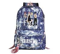 WANHONGYUE Fairy Tail Étudiant Sacs d'école Cartable Filles Sac à Dos Ordinateur Portable 15,6 Pouces pour Fans d'anime Blue Lightning / 3