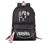 WANHONGYUE Fairy Tail Étudiant Sacs d'école Cartable Filles Sac à Dos Ordinateur Portable 15,6 Pouces pour Fans d'anime Black / 3