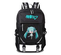 WANHONGYUE Hatsune Miku Anime Laptop Backpack Sac d'école Étudiant Sac à Dos avec Port de Charge USB Noir / 8