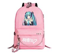 WANHONGYUE Hatsune Miku Sacs d'école Étudiant Cartable Filles Sac à Dos Ordinateur Portable 15,6 Pouces pour Fans d'anime Pink / 2