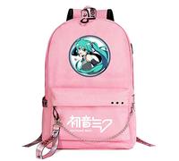 WANHONGYUE Hatsune Miku Sacs d'école Étudiant Cartable Filles Sac à Dos Ordinateur Portable 15,6 Pouces pour Fans d'anime Pink / 3