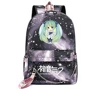 WANHONGYUE Hatsune Miku Sacs d'école Étudiant Cartable Filles Sac à Dos Ordinateur Portable 15,6 Pouces pour Fans d'anime Gray Galaxy / 1