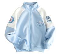 WANHONGYUE Kuro-mi My Me-lody Cinna-moroll Filles Sweat Zippé Décontracté Veste Aviateur Bomber Jacket Manteaux avec Poches, Bleu, S
