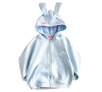 WANHONGYUE Kuro-mi My Me-lody Cinna-moroll Sweat à Capuche Zippé avec Oreilles Petites Femmes Filles Cartoon Hooded Sweatshirt, Bleu, 3XS