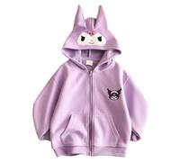 WANHONGYUE Kuro-mi My Me-lody Cinna-moroll Sweat à Capuche Zippé avec Oreilles Petites Femmes Filles Cartoon Hooded Sweatshirt, Violet, XS