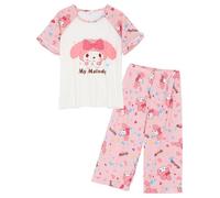 WANHONGYUE My Me-lody Cinna-moroll Ensemble Pyjama 2 Pièces pour Petite Femmes Filles Vêtements de Nuit d'été en Coton avec T-Shirt et Pantalon, Rose, 3XS