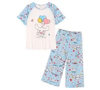 WANHONGYUE My Me-lody Cinna-moroll Ensemble Pyjama 2 Pièces pour Petite Femmes Filles Vêtements de Nuit d'été en Coton avec T-Shirt et Pantalon, Bleu, 3XS