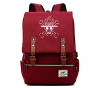 WANHONGYUE One Piece Anime Étudiants Sac d'école Cartable Vintage Sac à Dos Rucksack pour Ordinateur Portable 15,6 Pouces avec Port de Chargement USB Red / 4