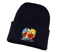 WANHONGYUE One Piece Monkey D Luffy Anime Bonnet Chapeau Tricoté pour Homme Femme Unisexe Beanie Hat Chapeaux d'hiver Skullcap Noir/3