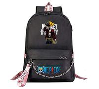WANHONGYUE One Piece Sacs d'école Étudiant Cartable Filles Sac à Dos Ordinateur Portable 15,6 Pouces pour Fans d'anime Black / 26