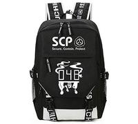 WANHONGYUE SCP Anime Étudiant Sac à Dos Sac d'école Laptop Backpack avec Port de Charge USB Noir / 19