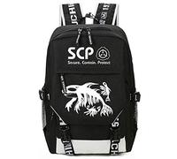 WANHONGYUE SCP Anime Étudiant Sac à Dos Sac d'école Laptop Backpack avec Port de Charge USB Noir / 4