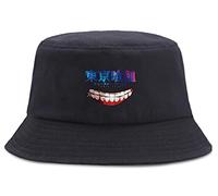 WANHONGYUE Tokyo Ghoul Kaneki Ken Anime Bucket Hat Chapeau de Seau Unisexe Anti-UV Chapeau de Soleil de Plage Eté Pliables Chapeaux de Pêcheur Bob Bonnet Noir/2