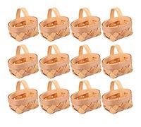 Wanjorlay 12 PièCes SéRies Copeaux de Bois Mini Paniers Paniers TisséS Manuels Ornements BoîTe de Rangement de Bonbons