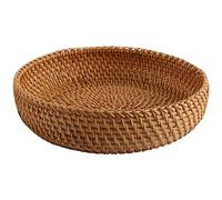 Wanjorlay Panier rond en rotin d'automne fait à la main - Panier à fruits - Panier à pain en rotin pour cuisine, aliments, pique-nique, pain, divers mini contenants