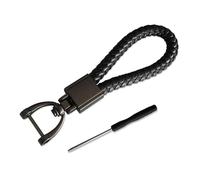 WANJUNSHANGMAOYOUXIAN Porte-clés Voiture pour Renault Clio 4 2011-2019, Tresse élégante en Cuir, imperméable et Durable, Anneau en D Robuste, Design Chic pour Homme Femme,Black