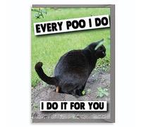 Wanky Candles Carte d'anniversaire amusante avec chat Every Poo, I do it for you - Carte d'anniversaire amusante pour elle pour lui - PET16