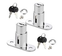 WANLIAN 2 pièces serrure à tiroir Serrure à piston Serrure pour porte coulissante,serrures à poussoir pour classeurs,portes de placard,serrures de porte coulissante,tiroirs,fenêtre,vitrines (Argent)