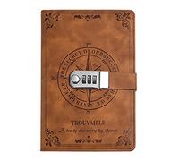 WANLIAN Agenda verrouillable, cuir marron motif nautique, avec porte-stylo et rangement pour cartes, adapté pour un agenda de voyage personnel
