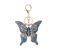 WANLIAN Beau porte-clé de strass de papillon,pendentif de anneau de Clé, de charme d'alliage de cristal étincelant (Bleu)