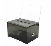 WANLIAN Boîte de Don Acrylique 1 Paquet avec verrou, boîte de Vote Noire avec Porte-Pancarte, boîte à suggestions pour la Collecte de Fonds, Don, Bar, Vote à l'école, 6,2x4,6x3,9 Pouces