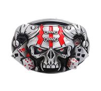 WANLIAN Boucle de ceinture tête de mort, boucle de ceinture punk tête de mort pour hommes, boucle décorative, Lucky Dice Ghost tête de crâne boucle gothique avec poker et dés.