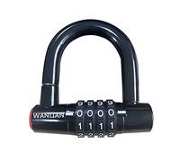 WANLIAN Cadenas à Combinaison à 4 Chiffres - Antivol de Vélo - Anse de 5,3 cm - Cadenas Extérieur Réarmable - Serrure à Combinaison - Noir