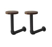 WANLIAN Lot de 2 porte-chapeaux et perruques, en métal et bois marron, fixation murale, accessoires de moto, casque, veste, support mural multifonction