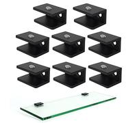 WANLIAN Lot de 8 supports d'étagère en verre réglables en alliage d'aluminium pour étagère murale en verre Noir mat 1,27 cm