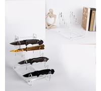 WANLIAN Présentoir de couteaux Présentoir de couteaux Stand de stockage de couteaux Présentoir de couteaux en acrylique à 6 niveaux pour couteaux bruts EDC Mini couteaux (Transparent)