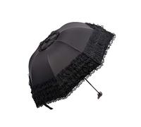 WANLIAN Princesse Dentelle Vintage Dentelle UV Soleil Parasol Pliage 3D Fleur Parapluie Broderie 3 Pliage Bleu Jours pluvieux, journées enneigées, Les journées ensoleillées sont Disponibles (noir)