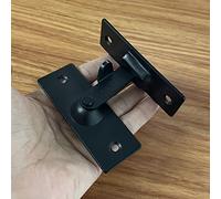 WANLIAN Verrou de porte de grange à 90 degrés noir en acier inoxydable avec grand loquet de porte coulissante à angle droit et boucle de porte incurvée