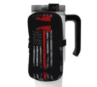 WANLON Firefighter Hache Red Line Flag Sac d'accessoires polyvalent pour bouteille de sport - Idéal pour la marche, la randonnée, le yoga, la gym - Résistant à l'eau et aux chocs, Noir , S,