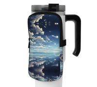 WANLON White Clouds Over The Sea Sac de sport polyvalent pour bouteille - Idéal pour la marche, la randonnée, le yoga, la gym - Résistant à l'eau et aux chocs, Noir , M, Porte-cartes de visite