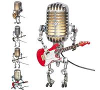 WANMATS Dotmalls Vueeze Mic Rockbot, Lampe de Bureau Robot Microphone de Style rétro, Lampe de Bureau Tactile Guitare Portable, Lampe de Bureau Robot Microphone en métal