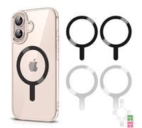 Wanme 4 Pièces Anneaux Métalliques Compatible avec MagSafe Anneau Autocollant Adhésif 3M Épaisseur 0,65mm Accessoire pour Charge Magnétique Support Téléphone Voiture (Pack 2)