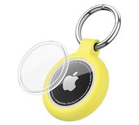 Wanme Airtag Porte Clé, Étuis pour Apple AirTag Coque, Couvercle Imperméable TPU, Protection Résistante à Scratch, Maisons AirTag avec Couvercle Avant (Jaune)