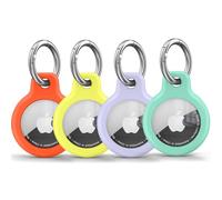 Wanme Airtag Porte Clé, Étuis pour Apple AirTag Coque, Protection Résistante à Scratch, Couvercle étanche, Maisons AirTag avec Couvercle Avant (Y4-Orange/Jaune/Violet/Vert)