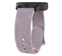 Wanme Bracelet Gravé Fleurs pour Garmin Venu/Vivoactive 3/5 Femme - Compatible avec Venu Sq/Sq 2/2 Plus - Bracelet de Remplacement 20mm (Taro Violet)