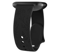 Wanme Gravé Floral Bracelets de Montre 20mm 22mm, Bracelets en Silicone Imperméables, Bracelet de Remplacement Réglable à Dégagement Rapide pour Homme Femme (Noir, 20mm)