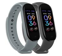 Wanme Lot de 2 bracelets de rechange Amazfit Band 5 pour homme et femme - En silicone compatible avec Amazfit Band 5 (gris foncé + bleu roch)
