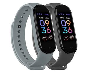 Wanme Lot de 2 bracelets de rechange Amazfit Band 5 pour homme et femme - En silicone compatible avec Amazfit Band 5 (gris foncé + bleu roch)