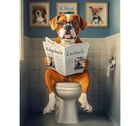 WANMIU Peinture par Numero Adulte DIY Peinture à l'huile Numéros Chien assis sur les toilettes lisant le journal Toile Paint by Numbers Peindre par Nombre Kits sans Cadre 40x50cm