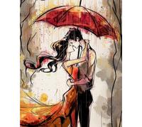 WANMIU Peinture par Numéro Adultes Baiser sous la pluie Pinceaux et Acryliques Bricolage Peintures Kits pour Enfants Seniors Débutant, pour la Décoration Intérieure Maison