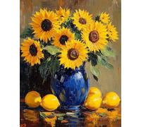 WANMIU Pintura por Números Adultos ramo de girasoles Pintura acrílica con Pinceles Adultos Kit de Pintura por Números Artesanía para Regalos de Lona para el Hogar 40 x 50 cm