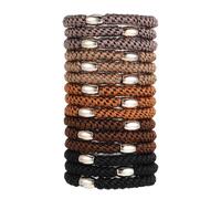 Wanmu Grab & Go Lot de 15 élastiques à cheveux épais et bouclés pour queue de cheval - Antidérapants, sans plis et sans dommages - Marron