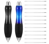 Wanmu Lot de 14 gros stylos à bille ergonomiques pour tremblements, arthrite, Parkinson, handicap (2 stylos + 6 recharges bleues + 6 recharges noires)