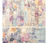 Wanmu Lot de 24 feuilles de papier de scrapbooking vintage - 15 x 15 cm - Fleurs décoratives - Découpage - Album photo - Accessoire pour calendrier, carnet, journal intime, bricolage